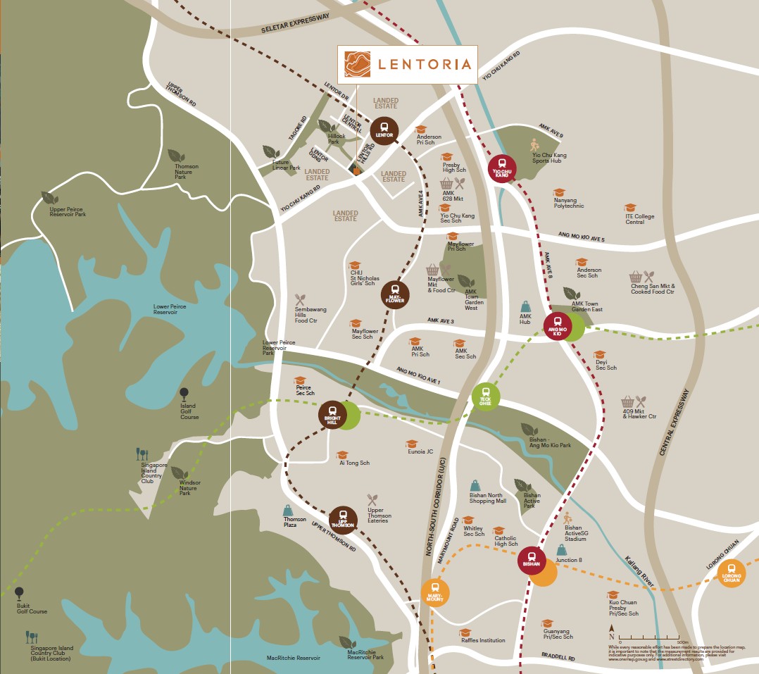 Map of Lentoria's location relative to Lentor MRT, schools, parks and amenities